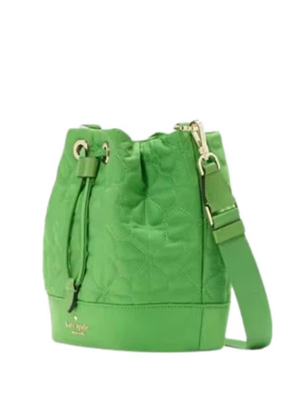 Kate Spade ♠️ New York green quilted drawstring crossbody bucket bag - Picture 3 of 5